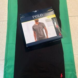 Polo by Ralph Lauren 3-pack Men's Black V-Neck Shirt’s with Red Logo Size Xl NEW